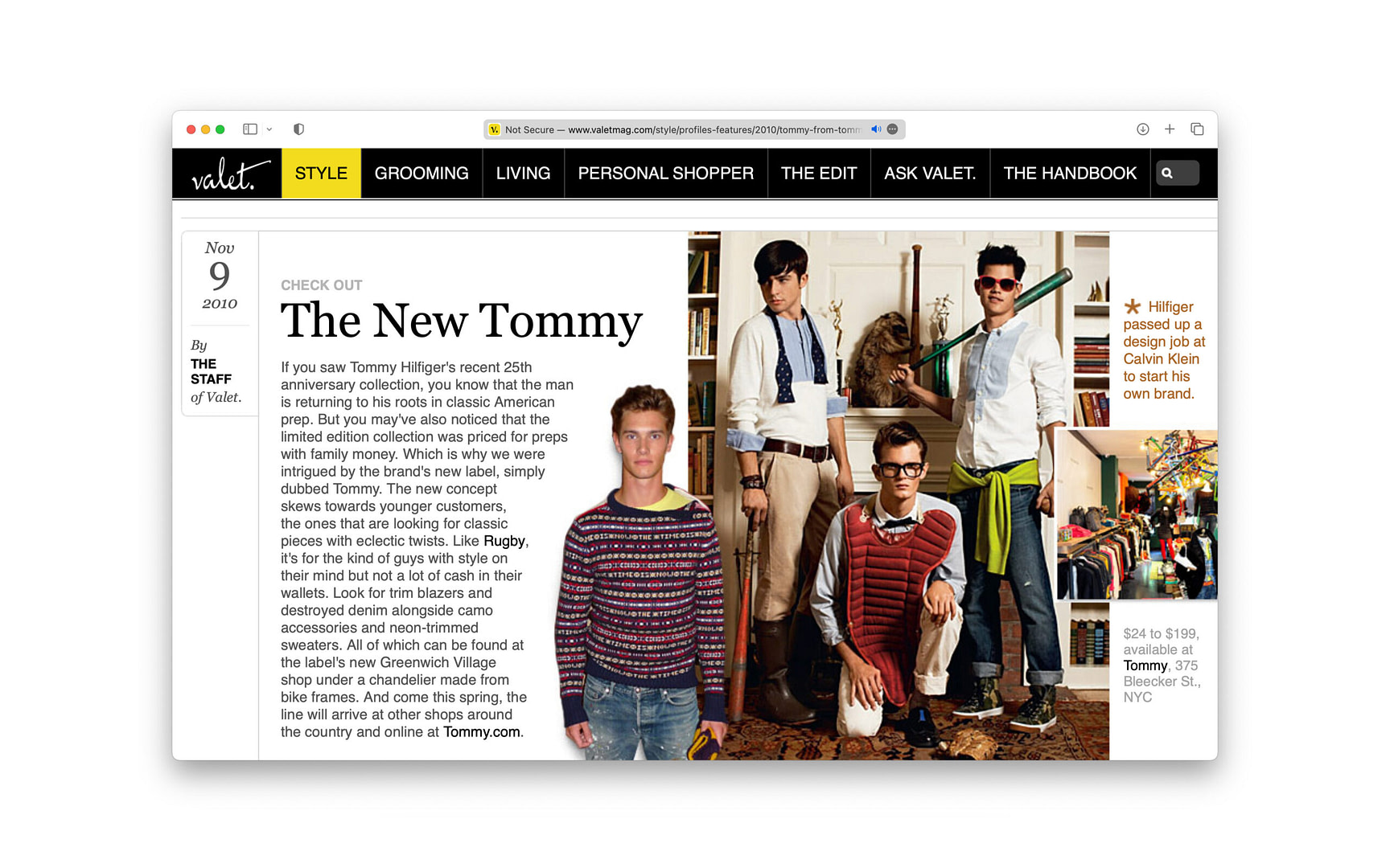 2010-11-09 Tommy by Tommy Hilfiger in Valet Mag